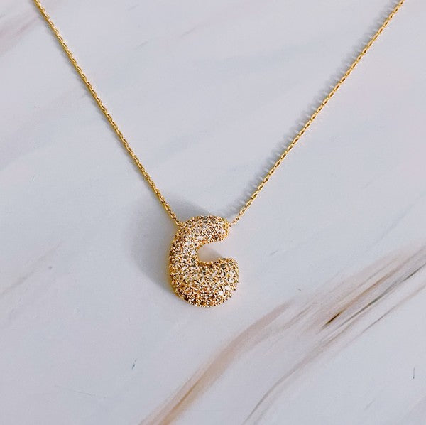 Crystal Bubble Initial Necklace