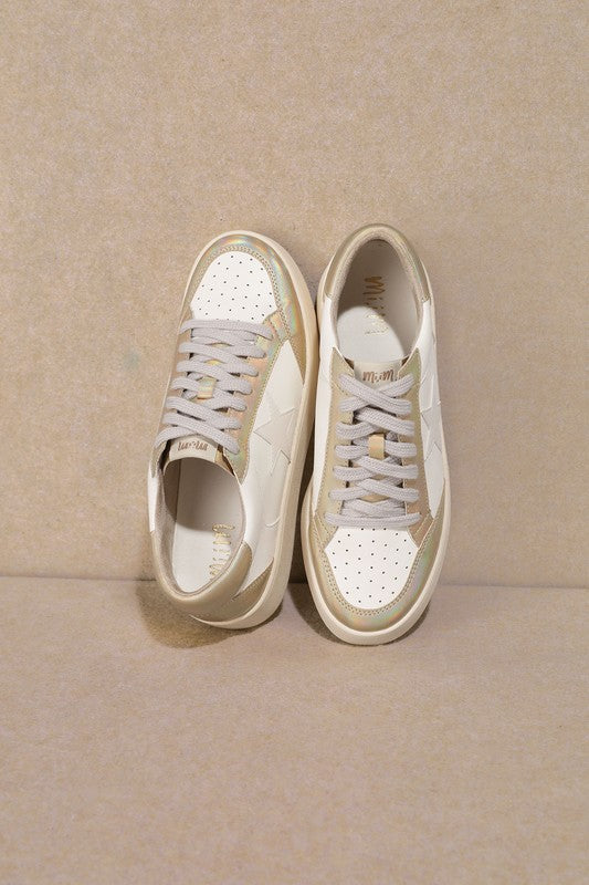 Star, Low Top Sneakers White Gold