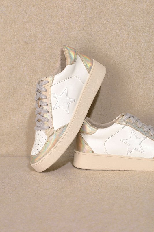 Star, Low Top Sneakers White Gold