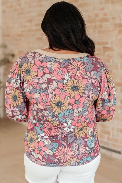 Retro Floral Long Sleeve Pullover