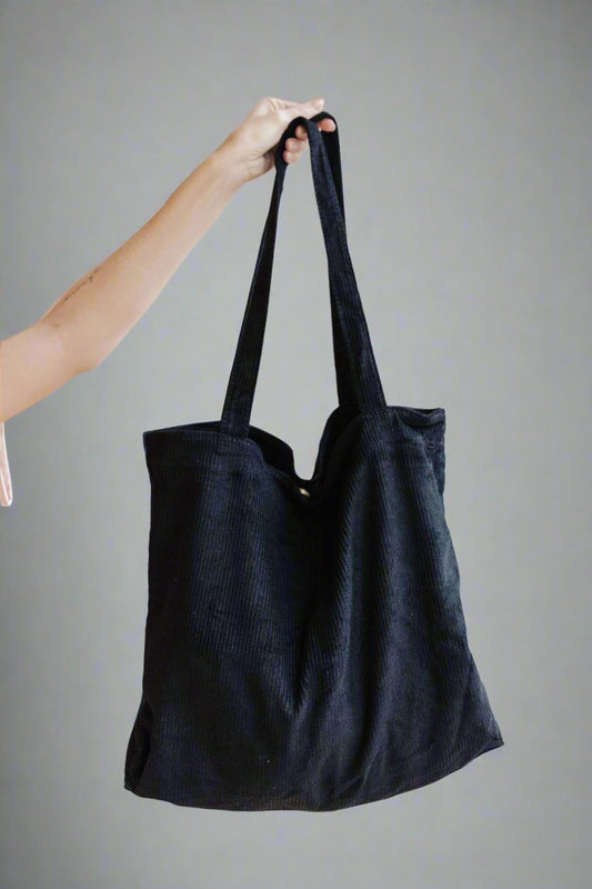 Last Minute Corduroy Tote in Black