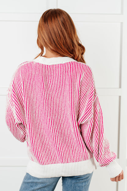 Least High Maintenance Contrast Trim Sweater in Pink