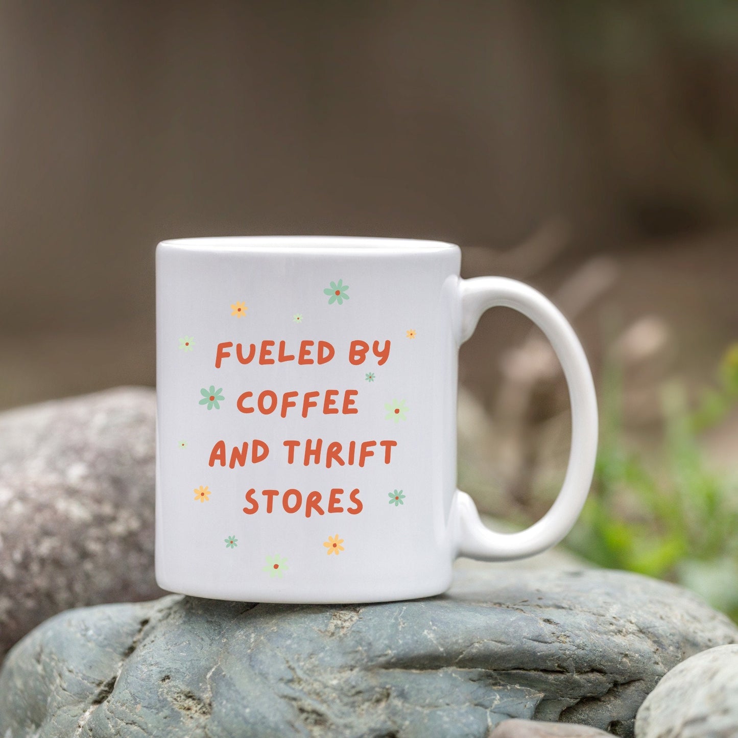 Fueled by Coffee and Thrift Stores Ceramic 15oz Mug