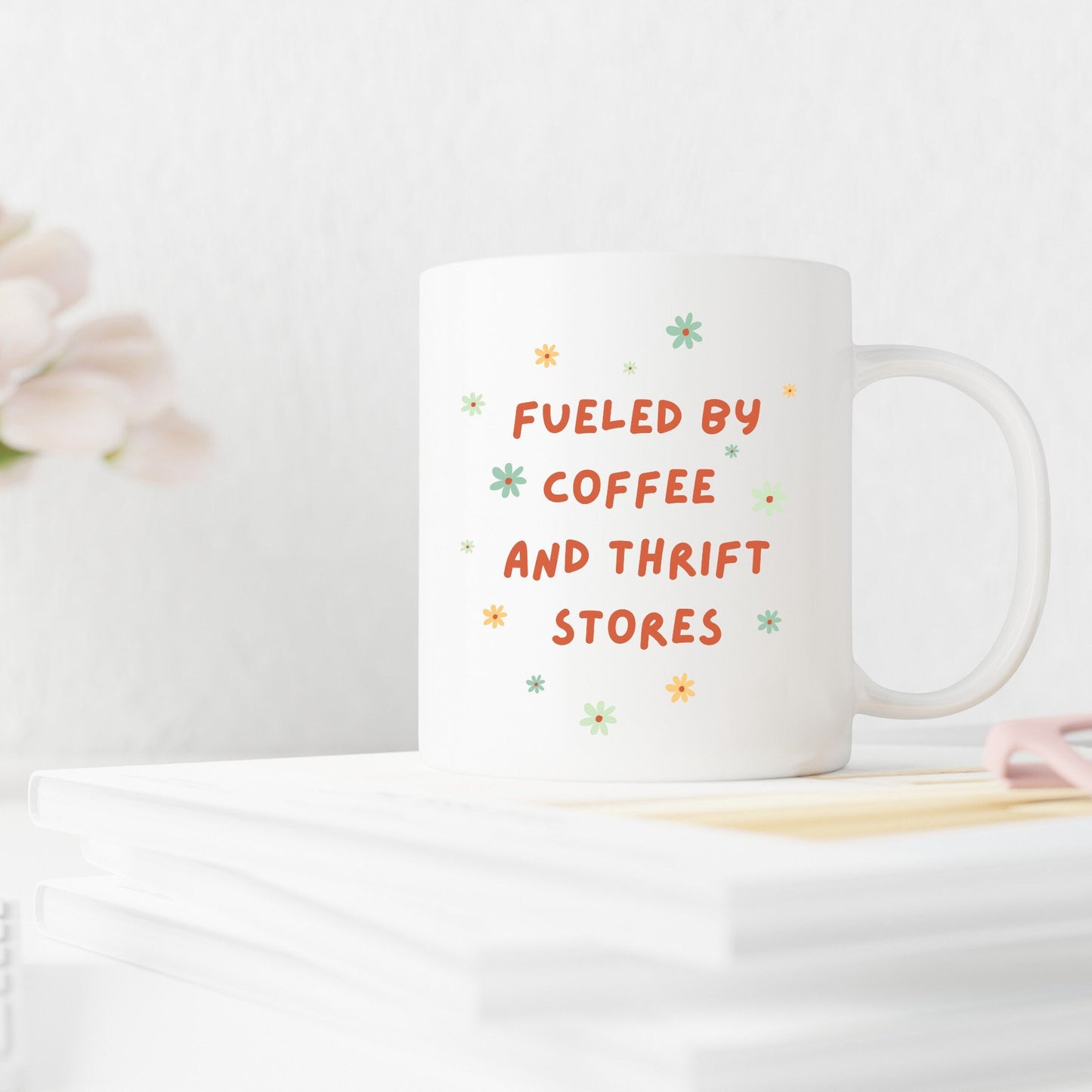 Fueled by Coffee and Thrift Stores Ceramic 15oz Mug