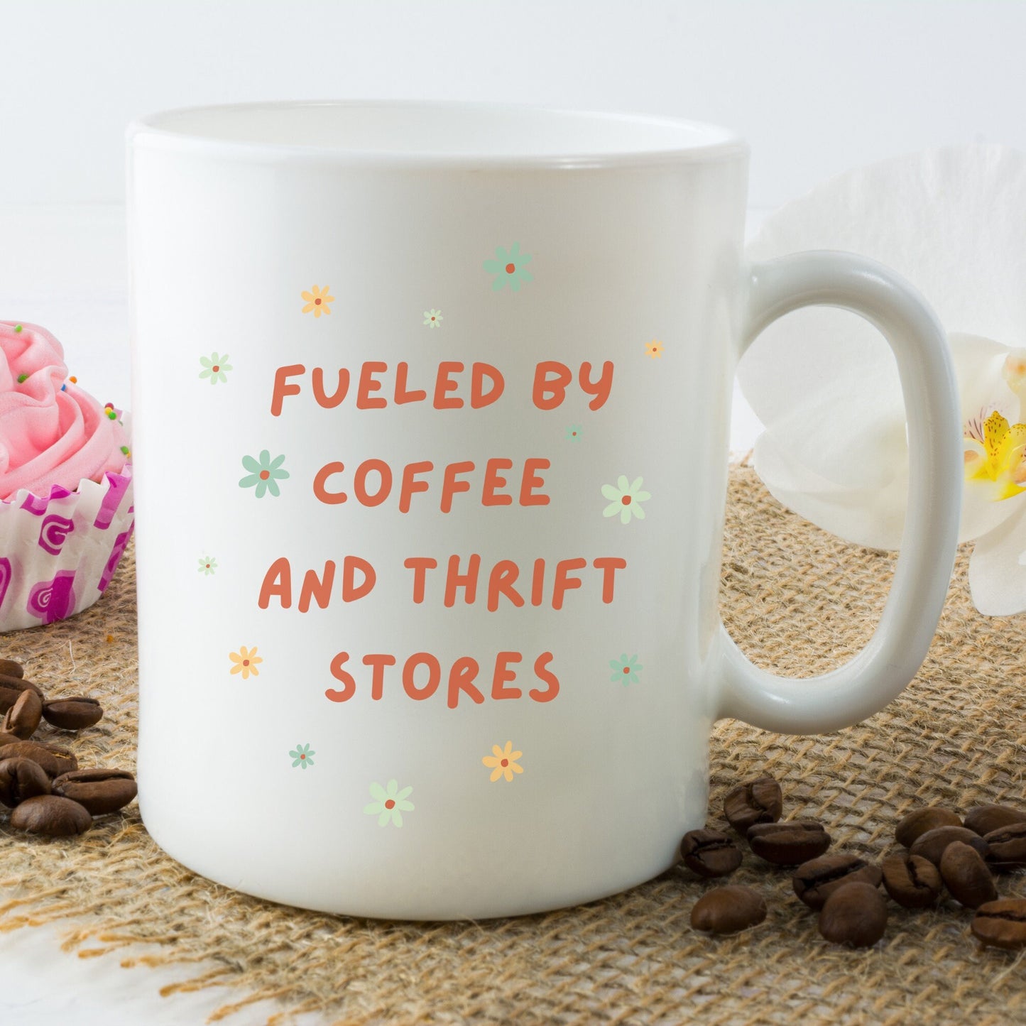 Fueled by Coffee and Thrift Stores Ceramic 15oz Mug