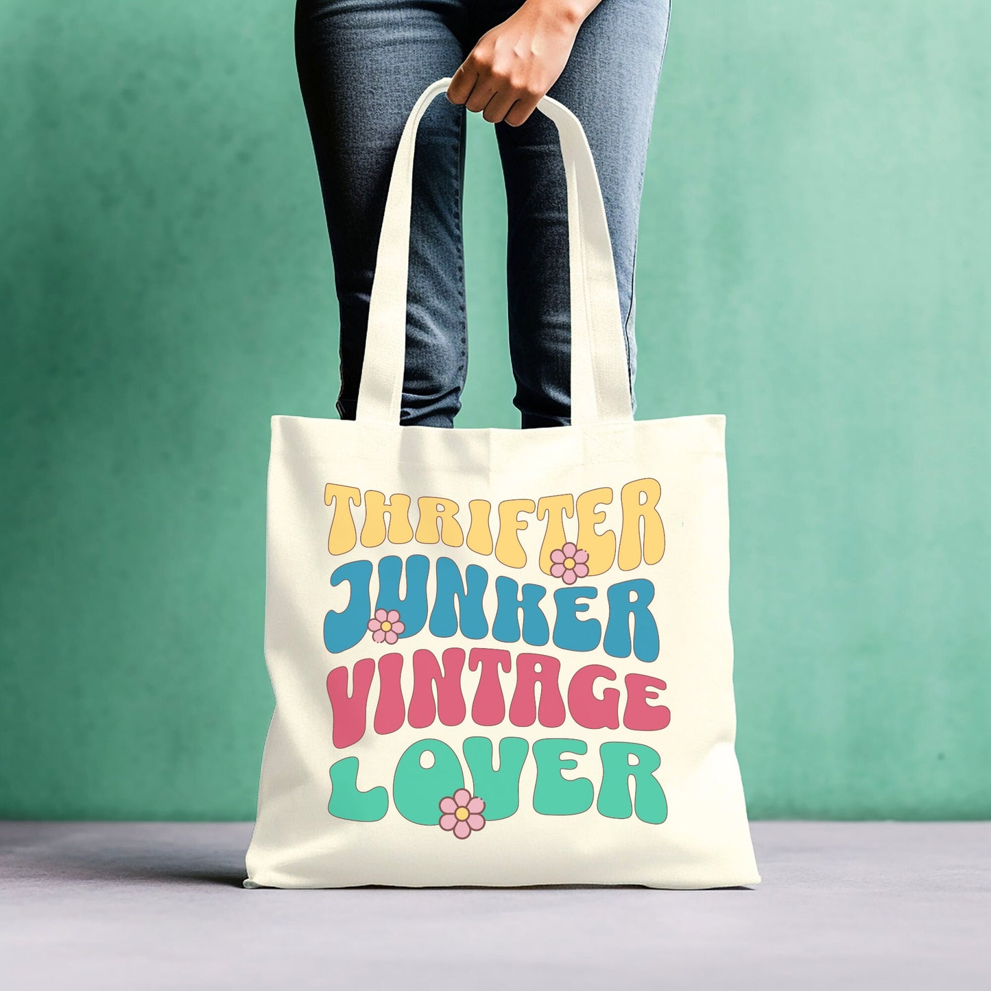 Thrifting Canvas Tote Bag "Thrifter Junker Vintage Lover"