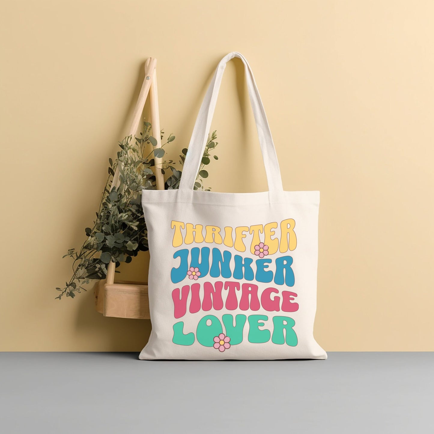 Thrifting Canvas Tote Bag "Thrifter Junker Vintage Lover"