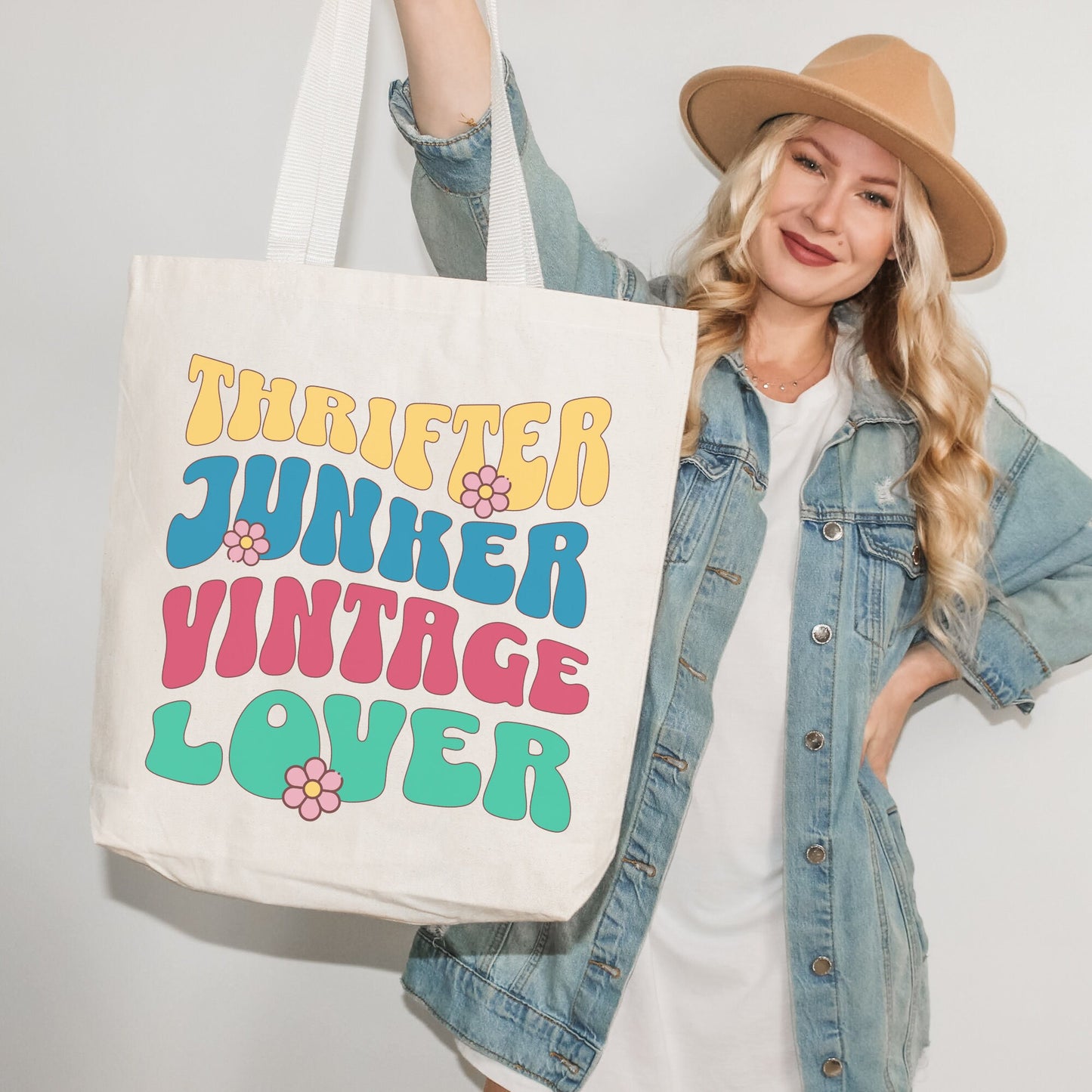 Thrifting Canvas Tote Bag "Thrifter Junker Vintage Lover"