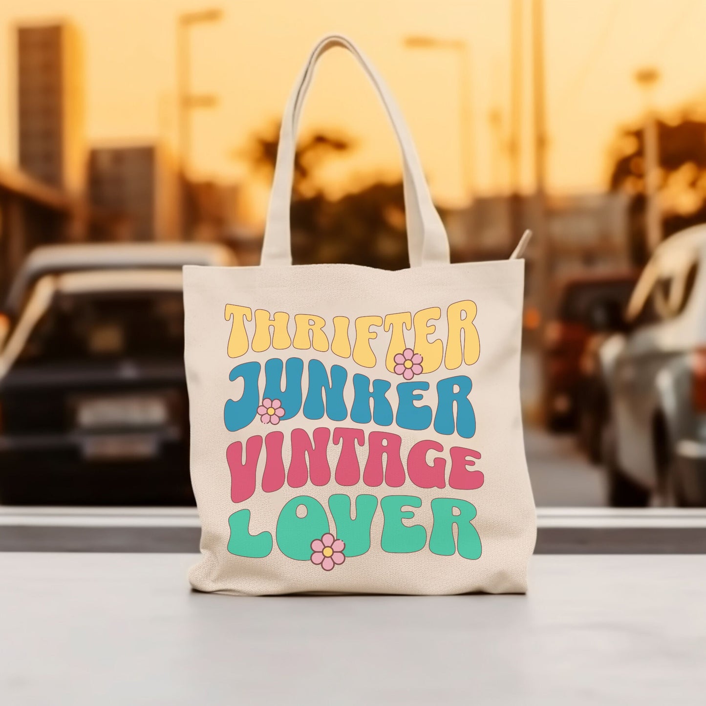 Thrifting Canvas Tote Bag "Thrifter Junker Vintage Lover"