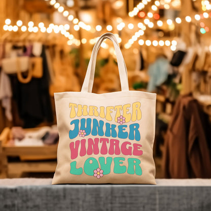 Thrifting Canvas Tote Bag "Thrifter Junker Vintage Lover"