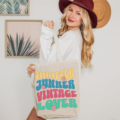 Thrifting Canvas Tote Bag "Thrifter Junker Vintage Lover"