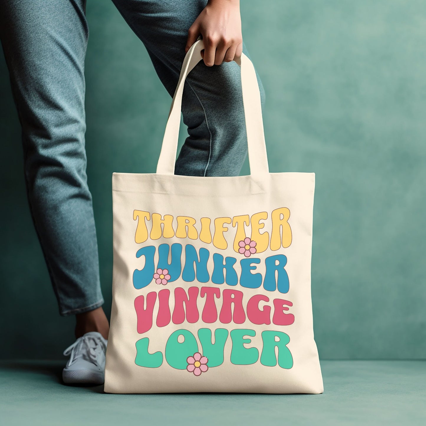 Thrifting Canvas Tote Bag "Thrifter Junker Vintage Lover"