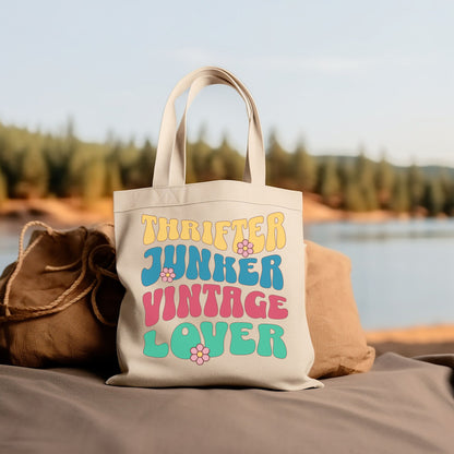 Thrifting Canvas Tote Bag "Thrifter Junker Vintage Lover"