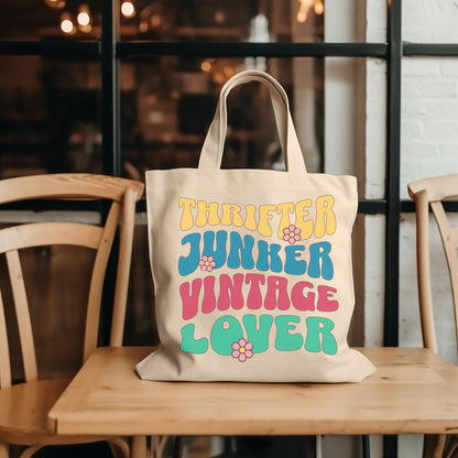 Thrifting Canvas Tote Bag "Thrifter Junker Vintage Lover"