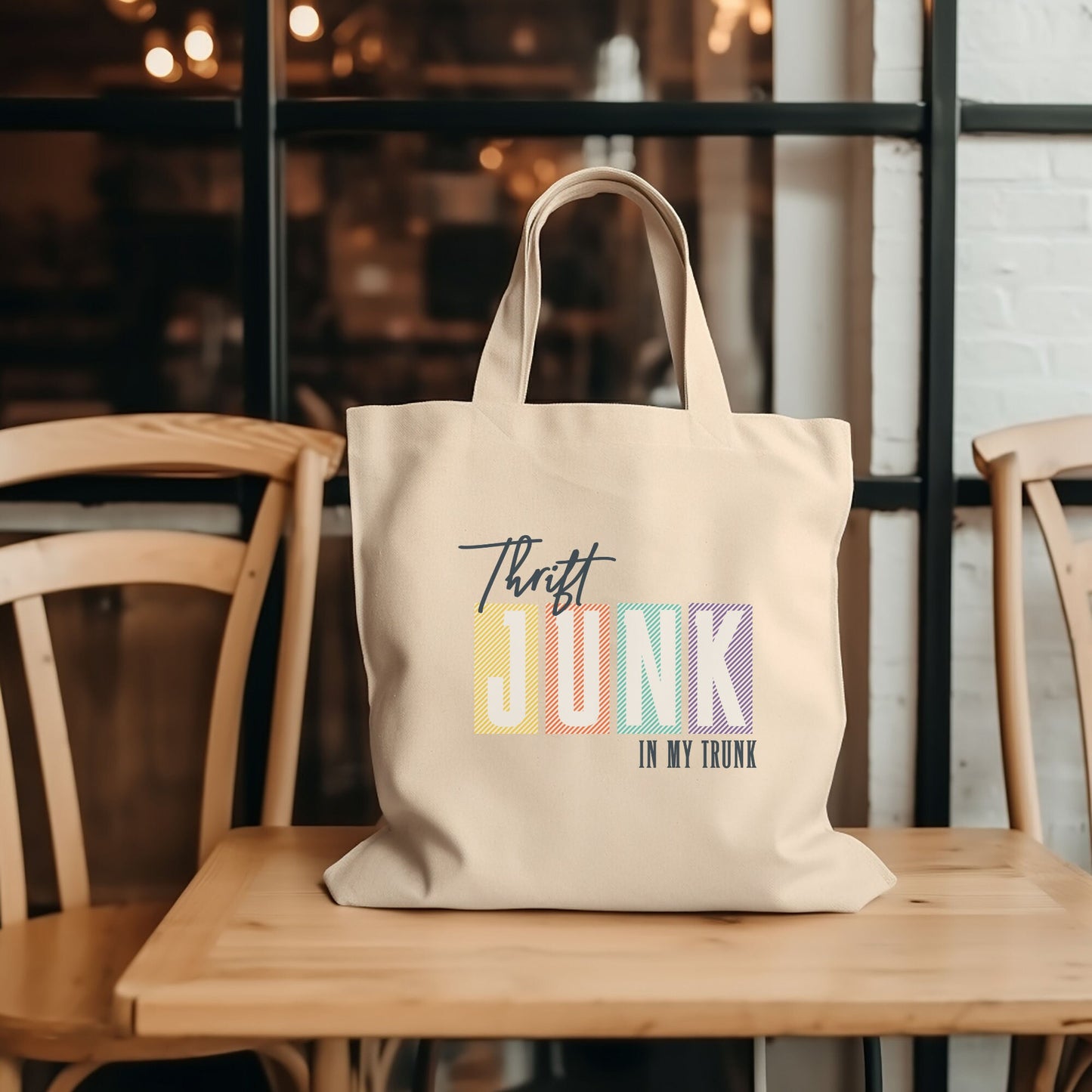 Thrifting Canvas Tote Bag "Thrift Junk in my Trunk"