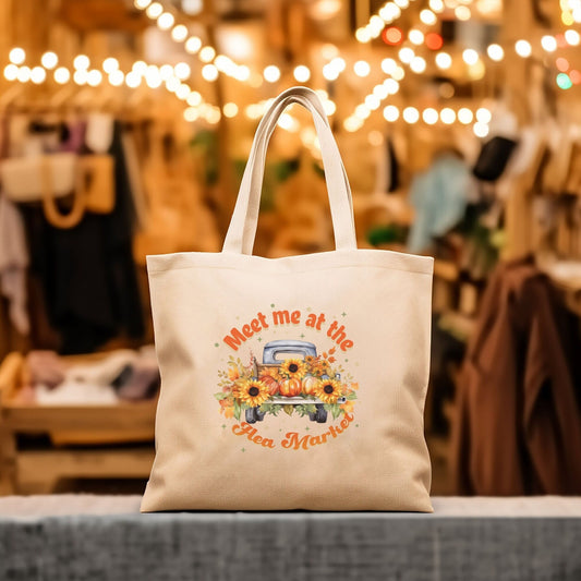 Thrifting Canvas Tote Bag "Meet me at the Flea Market"