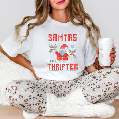 Santas Little Thrifter Holiday Season Shirt,Festive Apparel,Holiday Season TShirt, Old School Christmas,Christmas Thrifting,Holiday Xmas Tee