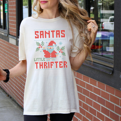 Santas Little Thrifter Holiday Season Shirt,Festive Apparel,Holiday Season TShirt, Old School Christmas,Christmas Thrifting,Holiday Xmas Tee