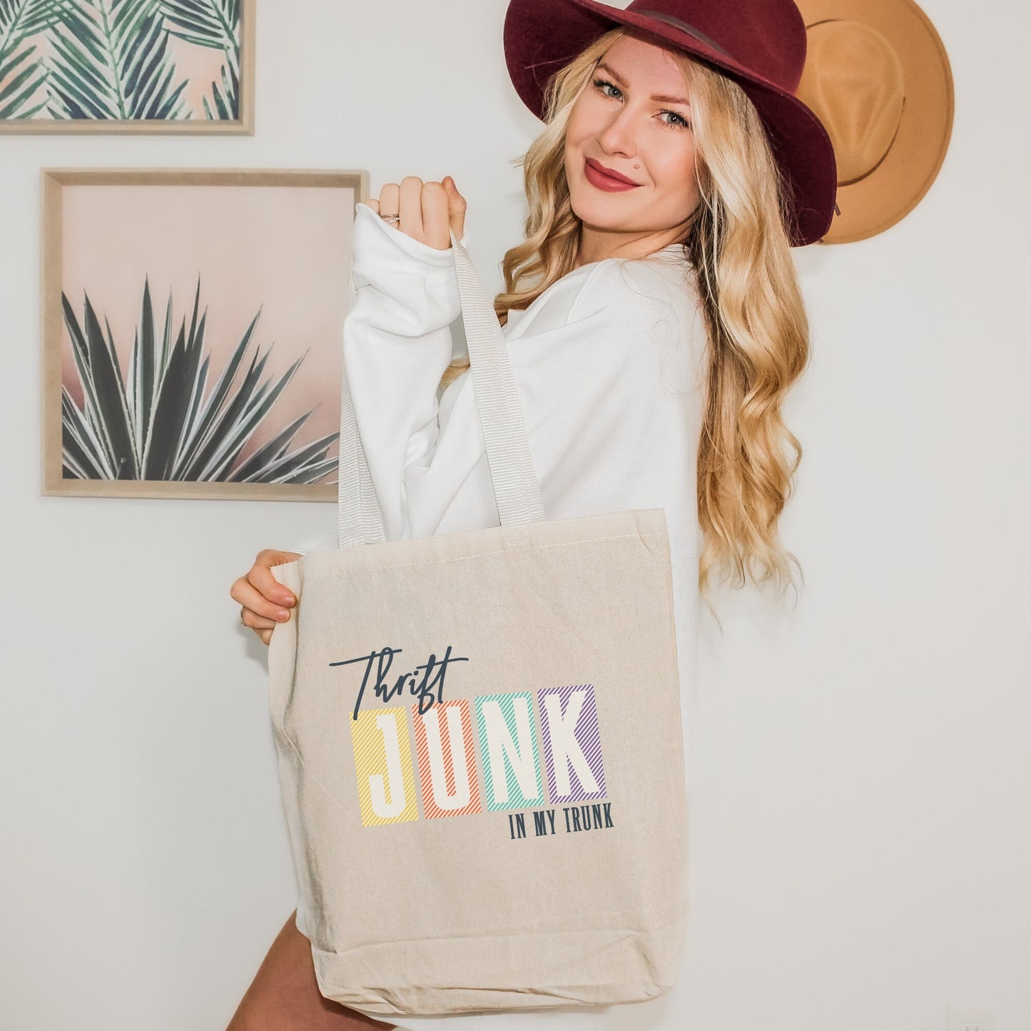 Thrifting Canvas Tote Bag "Thrift Junk in my Trunk"