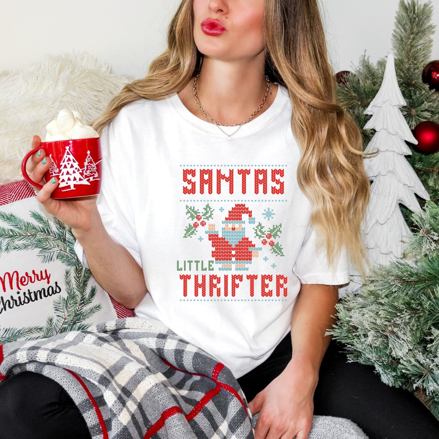 Santas Little Thrifter Holiday Season Shirt,Festive Apparel,Holiday Season TShirt, Old School Christmas,Christmas Thrifting,Holiday Xmas Tee