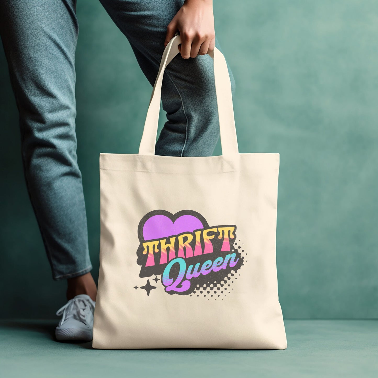 Thrifting Canvas Tote Bag "Thrift Queen"