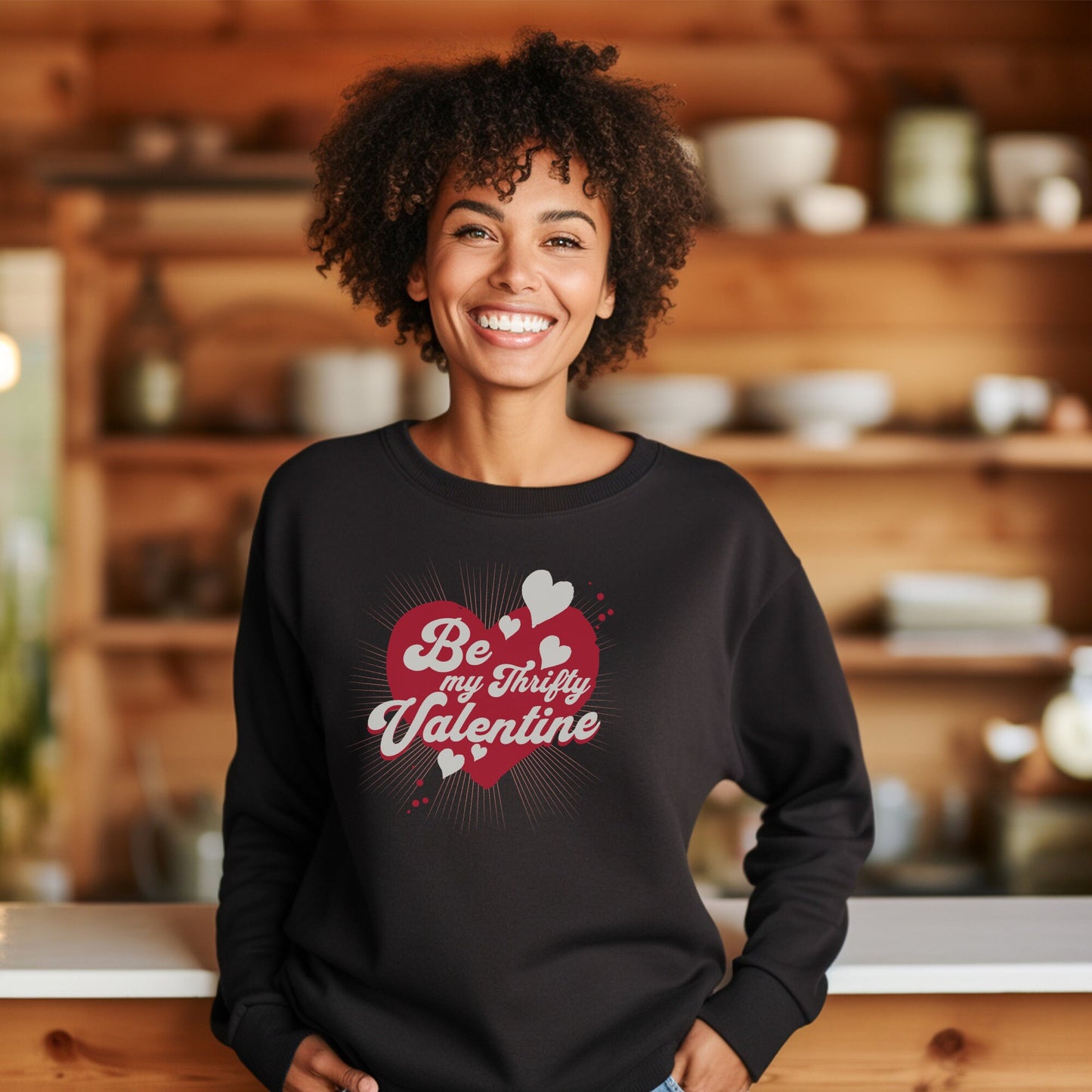 Thrift Sweatshirt "Be My Thrifty Valentine" long sleeved crew neck