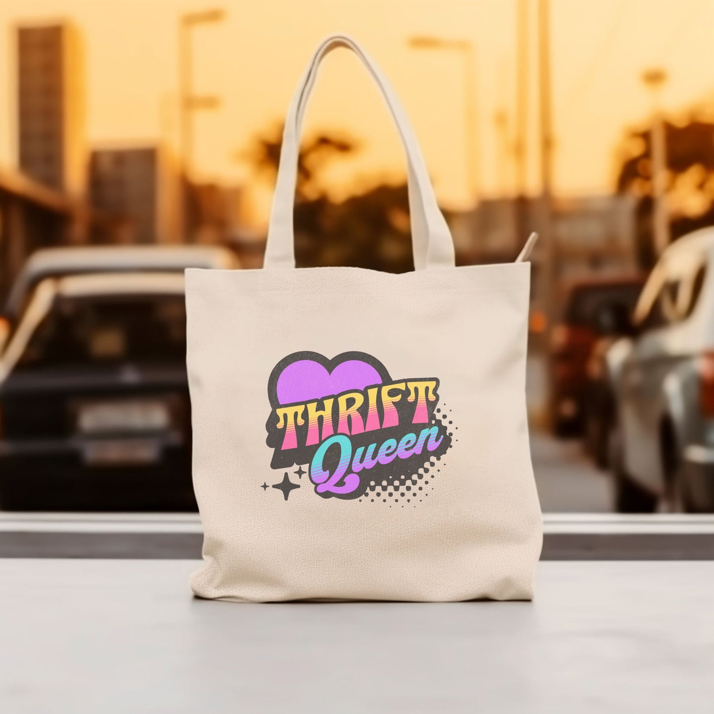 Thrifting Canvas Tote Bag "Thrift Queen"