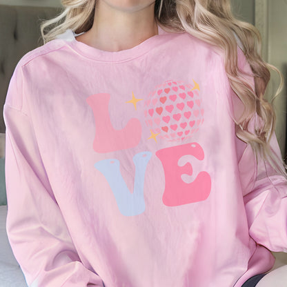 Love Disco Ball Long Sleeve Valentines Crewneck